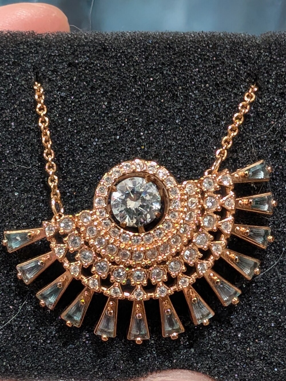 Authentic Swarovski Sparkling Dance Dial Up Necklace - Rose Gold Tone Plated